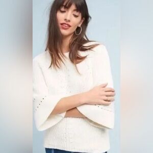 Anthropologie Rosie Neira Adrienne Pullover Knit 3/4 Bell Sleeve Sweater size M